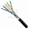 Show product details for 069-558/S/CMXF Vertical Cable 069-558 Series 23 AWG 4 Unshielded Twisted Pair Solid Bare Copper Dual Jacket CMXT Non-Plenum Cat6 Gel-Flooded Core Direct Burial Cable - 1000' Wooden Spool - Black