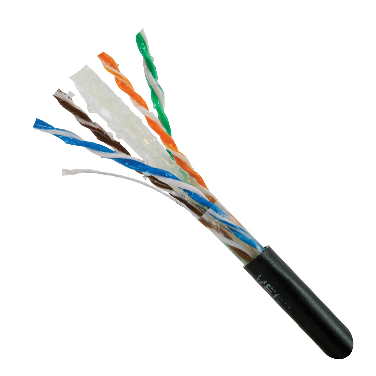 069-560/CMXF Vertical Cable 069-560 Series 23 AWG 4 Unshielded Twisted Pair Solid Bare Copper LLDPE Jacket CMXF Non-Plenum Cat6 Direct Burial Gel-Filled (Flooded Core) Cable - 1000' Wooden Spool - Black