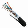 069-563/S/MESG Vertical Cable 069-563 Series 23 AWG 8 Unshielded Twisted Pair Solid Bare Copper LLDPE Jacket CMX Non-Plenum Cat6 Galvanized Steel Messenger Direct Burial / Aerial Cable - 1000' Wooden Spool - Black