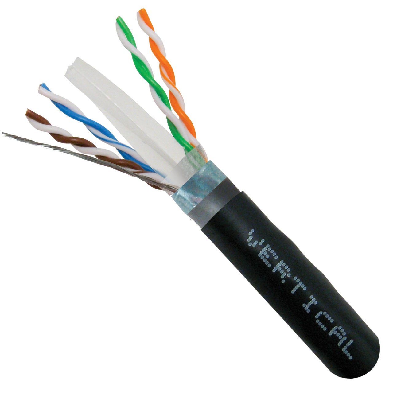 069-565/A/CMXT Vertical Cable 069-565 Series 23 AWG 3 Shielded Twisted Pair Solid Bare Copper CMX Non-Plenum Cat6 Cable - 1000' Wooden Spool - Black