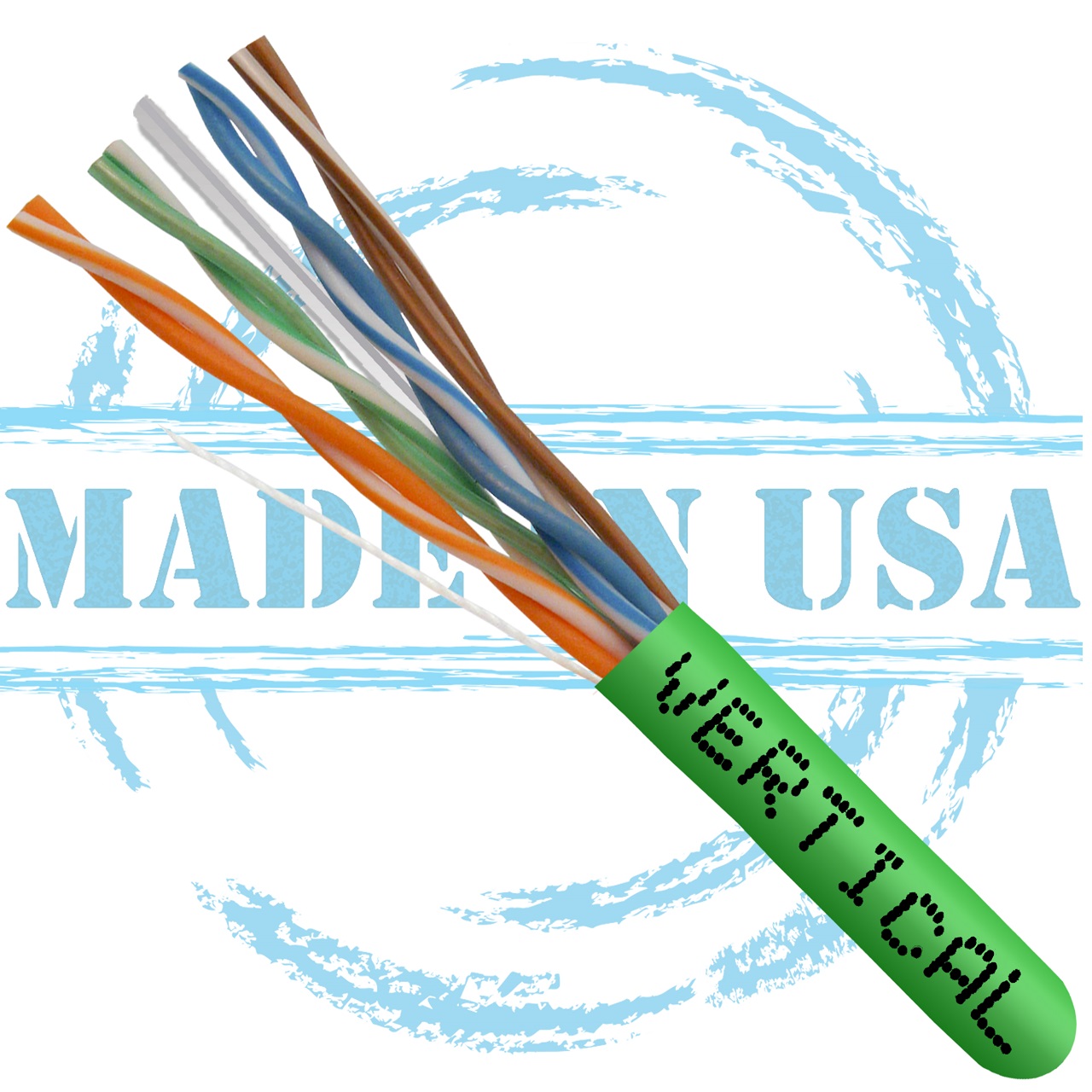 166-252/P/GR Vertical Cable 166-252 Series 23 AWG 4 Unshielded Twisted Pair Solid Bare Copper CMP Plenum Cat6 Cable - 1000' Pull Box - Green