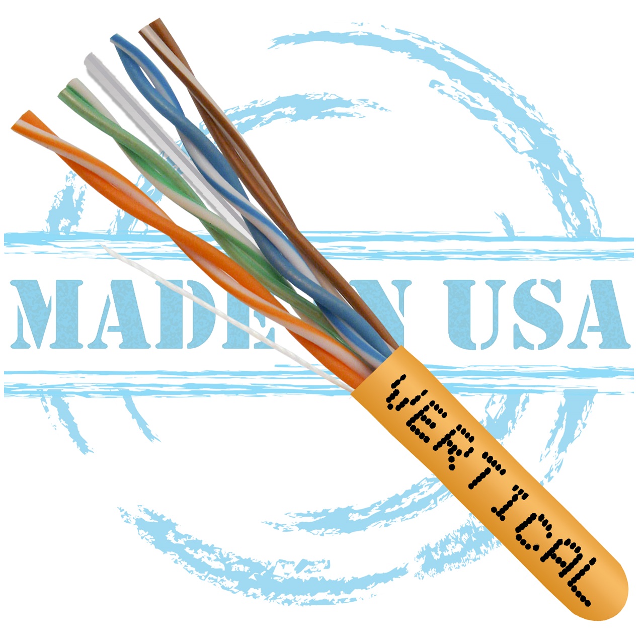 166-254/P/OR Vertical Cable 166-254 Series 23 AWG 4 Unshielded Twisted Pair Solid Bare Copper CMP Plenum Cat6 Cable - 1000' Pull Box - Orange