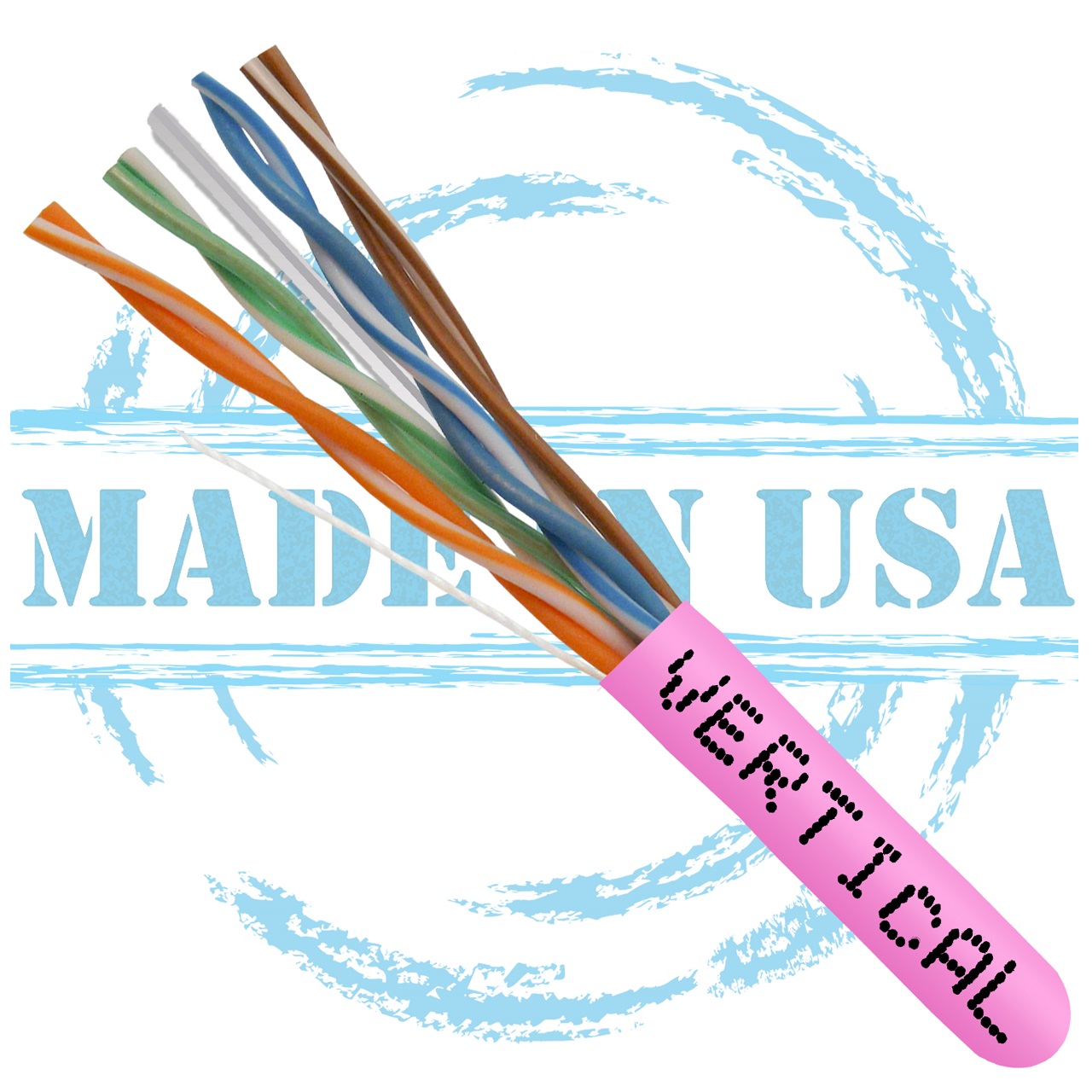 166-255/P/PK Vertical Cable 166-255 Series 23 AWG 4 Unshielded Twisted Pair Solid Bare Copper CMP Plenum Cat6 Cable - 1000' Pull Box - Pink
