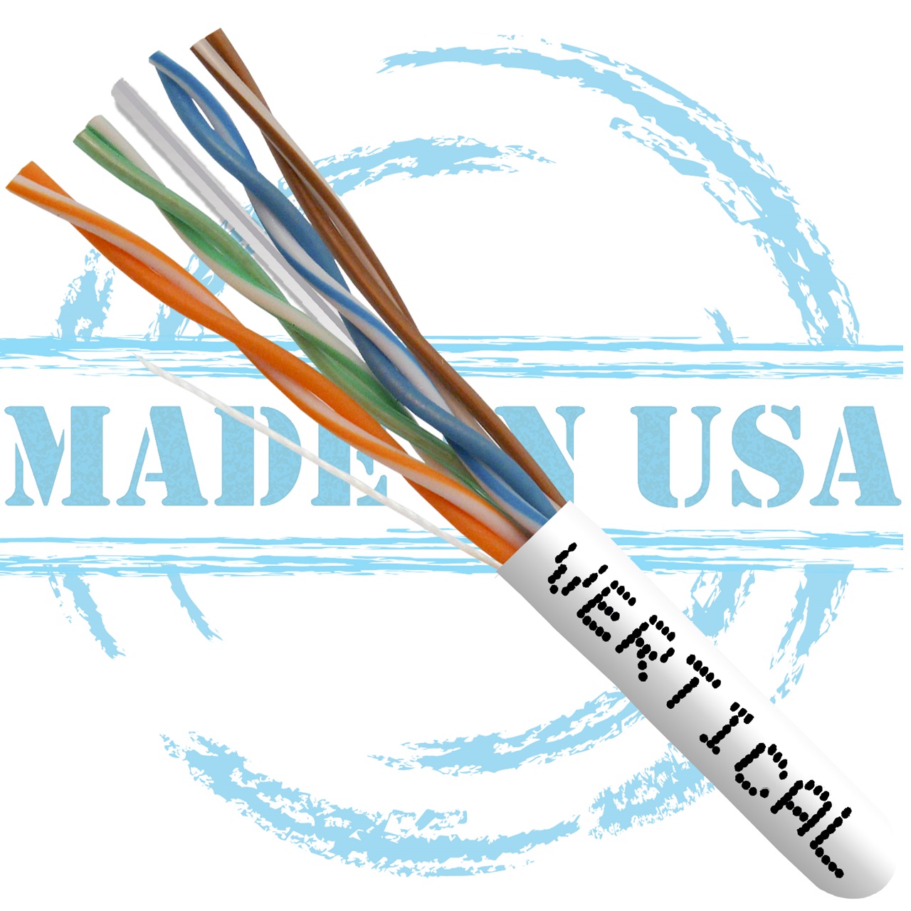 166-258/P/WH Vertical Cable 166-258 Series 23 AWG 4 Unshielded Twisted Pair Solid Bare Copper CMP Plenum Cat6 Cable - 1000' Pull Box - White