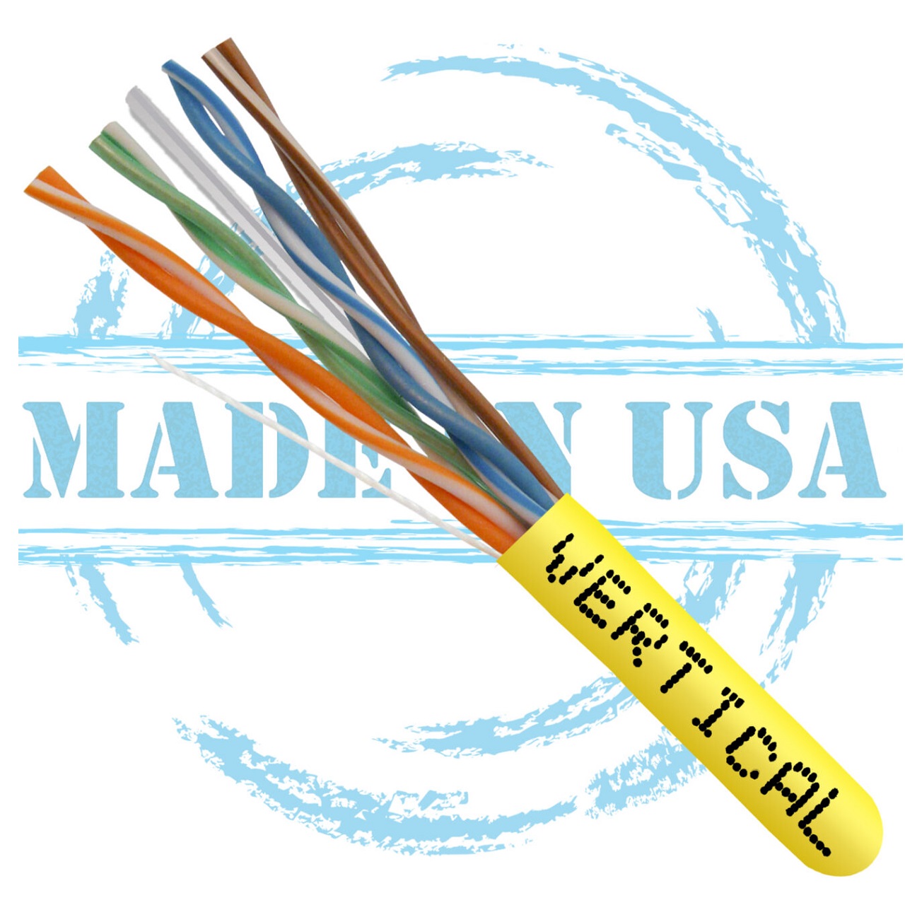 166-259/P/YL Vertical Cable 166-259 Series 23 AWG 4 Unshielded Twisted Pair Solid Bare Copper CMP Plenum Cat6 Cable - 1000' Pull Box - Yellow