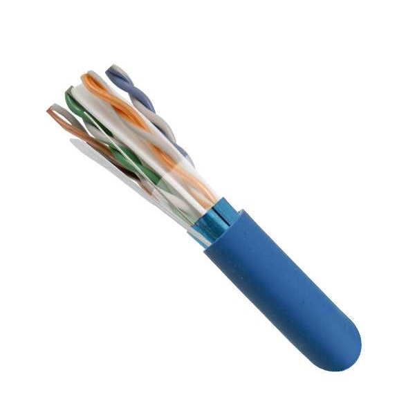 168-401/S/P/BL Vertical Cable 168-401 Series 23 AWG 4 Shielded Twisted Pair Solid Bare Copper CMP Plenum Cat6 Cable - 1000' Wooden Spool - Blue