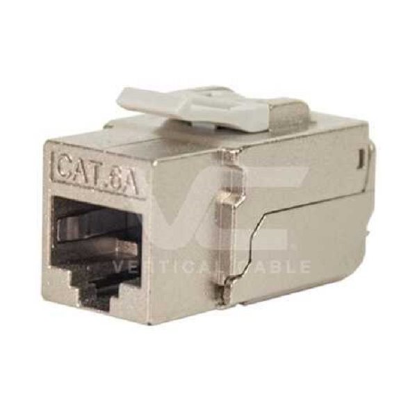 303-J2637/C6AS Vertical Cable CAT6A Shielded Data Grade Keystone Jack 90Â° Degree 8x8 Conductors