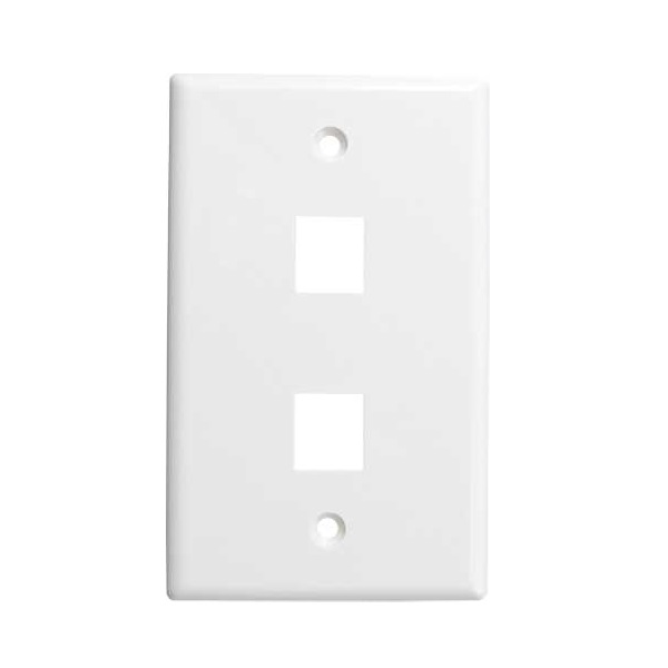 304-J2636/2P/WH Vertical Cable Keystone Wall Plate, 2-Port - White