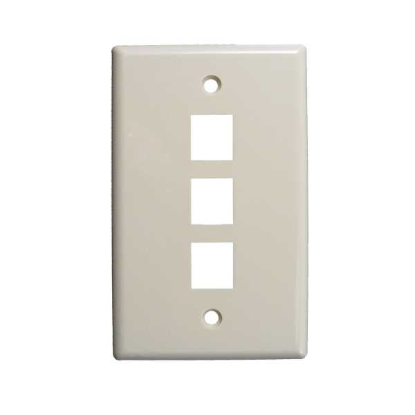 304-J2638/3P/IV Vertical Cable Keystone Wall Plate, 3-Port - Ivory