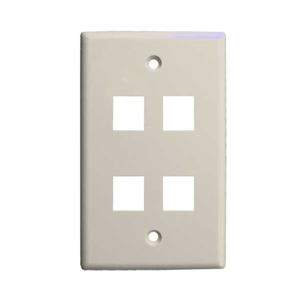 304-J2640/4P/AL Vertical Cable Keystone Wall Plate, 4-Port - Almond