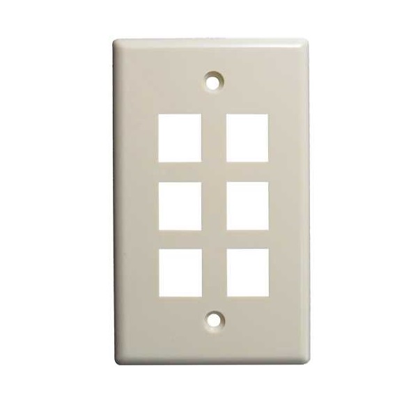 304-J2644/6P/IV Vertical Cable Keystone Wall Plate, 6-Port - Ivory