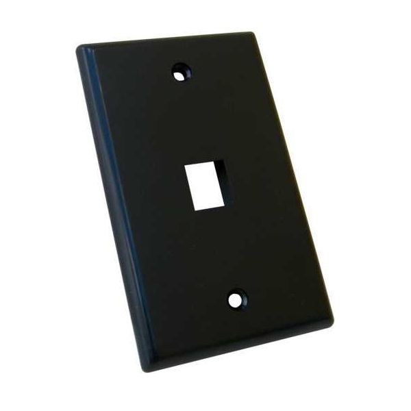 304-J2646/1P/BK Vertical Cable Keystone Wall Plate, 1-Port - Black