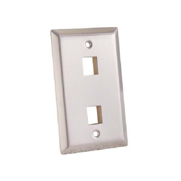 304-J2653/2P/S Vertical Cable Wall Plate, 2-Port, Stainless Steel