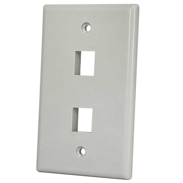 304-J2662/2P/GY Vertical Cable Keystone Wall Plate 2-Port - Gray