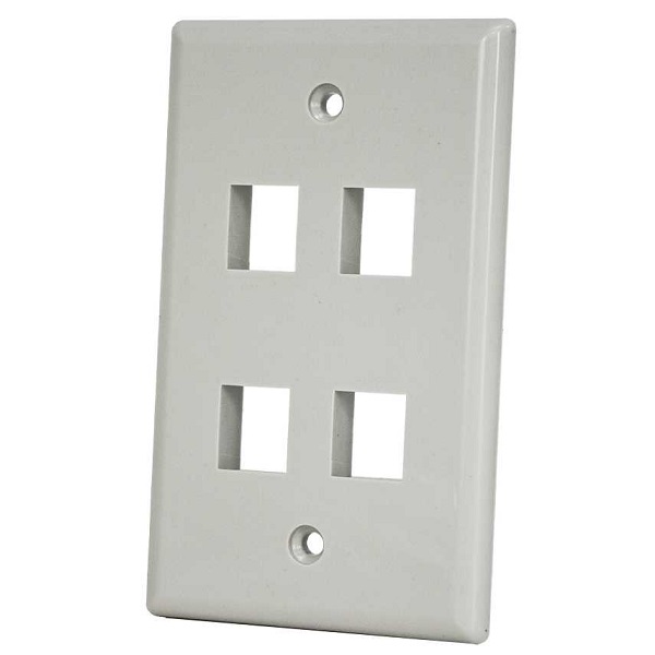 304-J2664/4P/GY Vertical Cable Keystone Wall Plate 4-Port - Gray