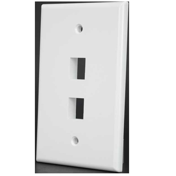 304-M2727/2P/WH Vertical Cable 304 Series 2-Port Mid Size Keystone Wall Plate - White