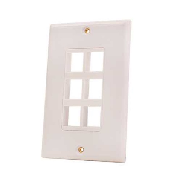 308-623D/6P/WH Vertical Cable Keystone Wall Plate, 6-Port, Decora Style