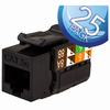 Show product details for 351-V2602/BK/25 Vertical Cable CAT5E Data Grade Keystone Jack 90° 8x8 Conductors - 25 Pack - Black