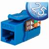 Show product details for 351-V2603/BL/25 Vertical Cable CAT5E Data Grade Keystone Jack 90° 8x8 Conductors - 25 Pack - Blue