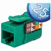 351-V2604/GR/25 Vertical Cable CAT5E Data Grade Keystone Jack 90° 8x8 Conductors - 25 Pack - Green