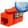 351-V2607/OR/25 Vertical Cable CAT5E Data Grade Keystone Jack 90° 8x8 Conductors - 25 Pack - Orange