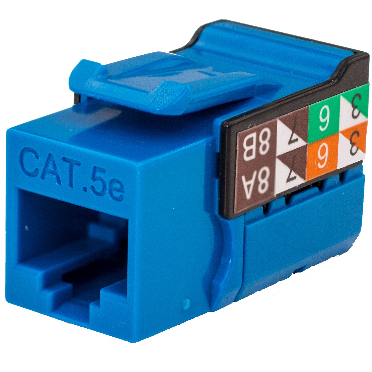 351-V2614/BL Vertical Cable CAT5E Data Grade Keystone Jack 90Â° 8x8 Conductors - Blue