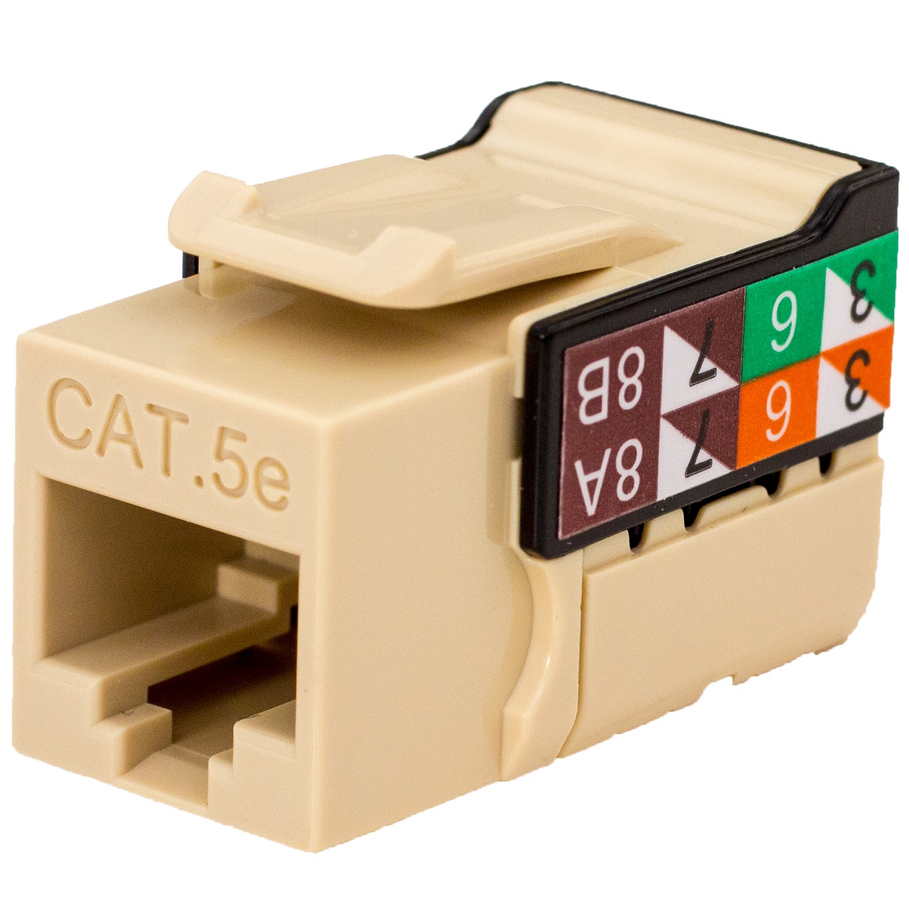 351-V2617/IV Vertical Cable CAT5E Data Grade Keystone Jack 90Â° 8x8 Conductors - Ivory