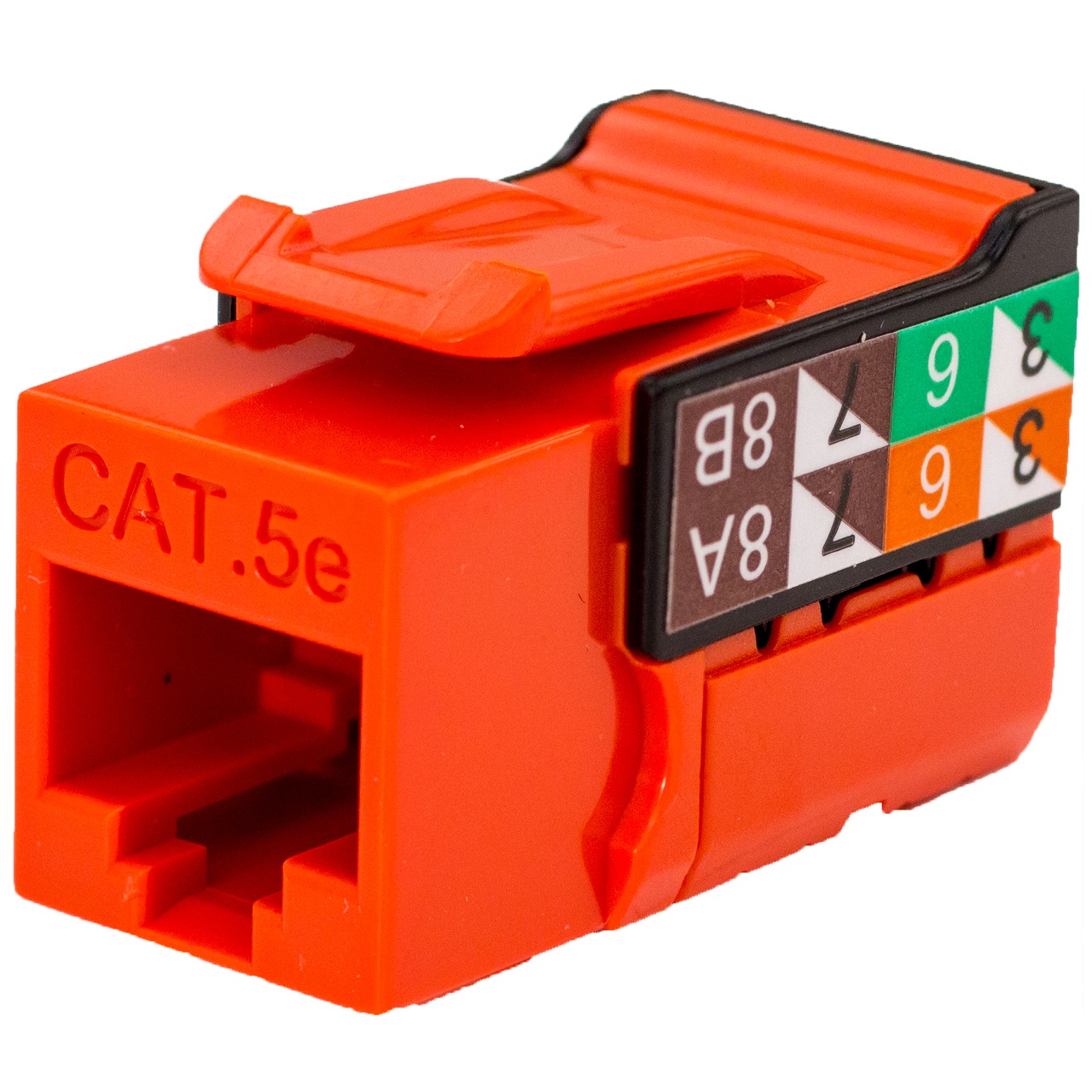 351-V2618/OR Vertical Cable CAT5E Data Grade Keystone Jack 90Â° 8x8 Conductors - Orange
