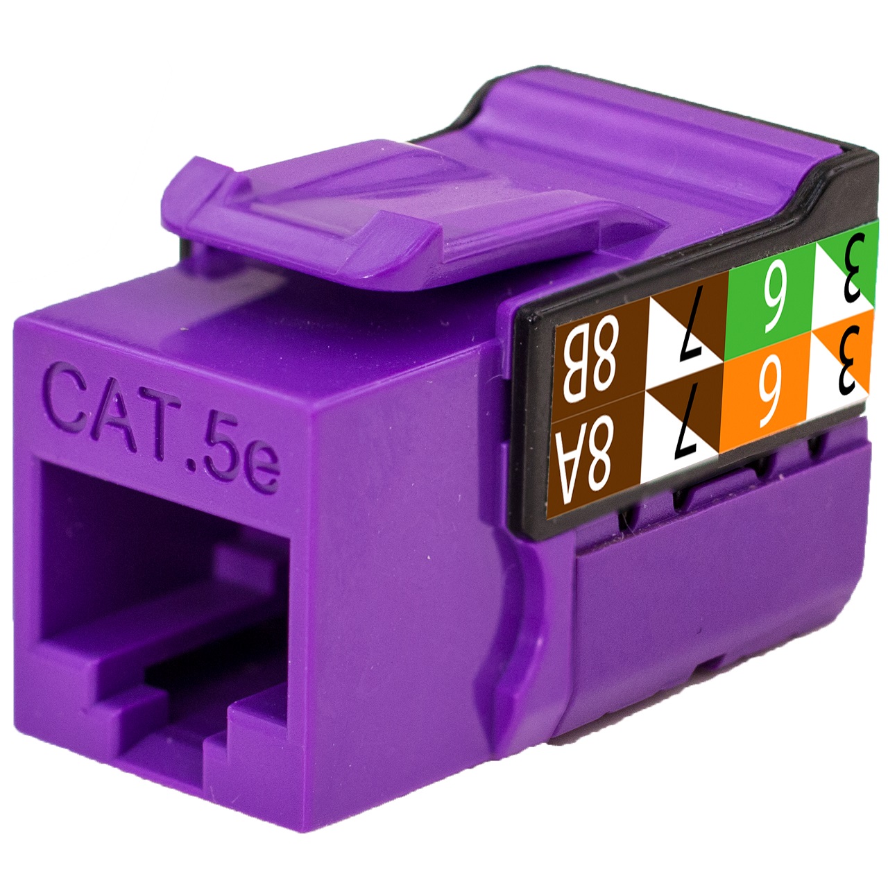 351-V2619/PR Vertical Cable CAT5E Data Grade Keystone Jack 90Â° 8x8 Conductors - Purple