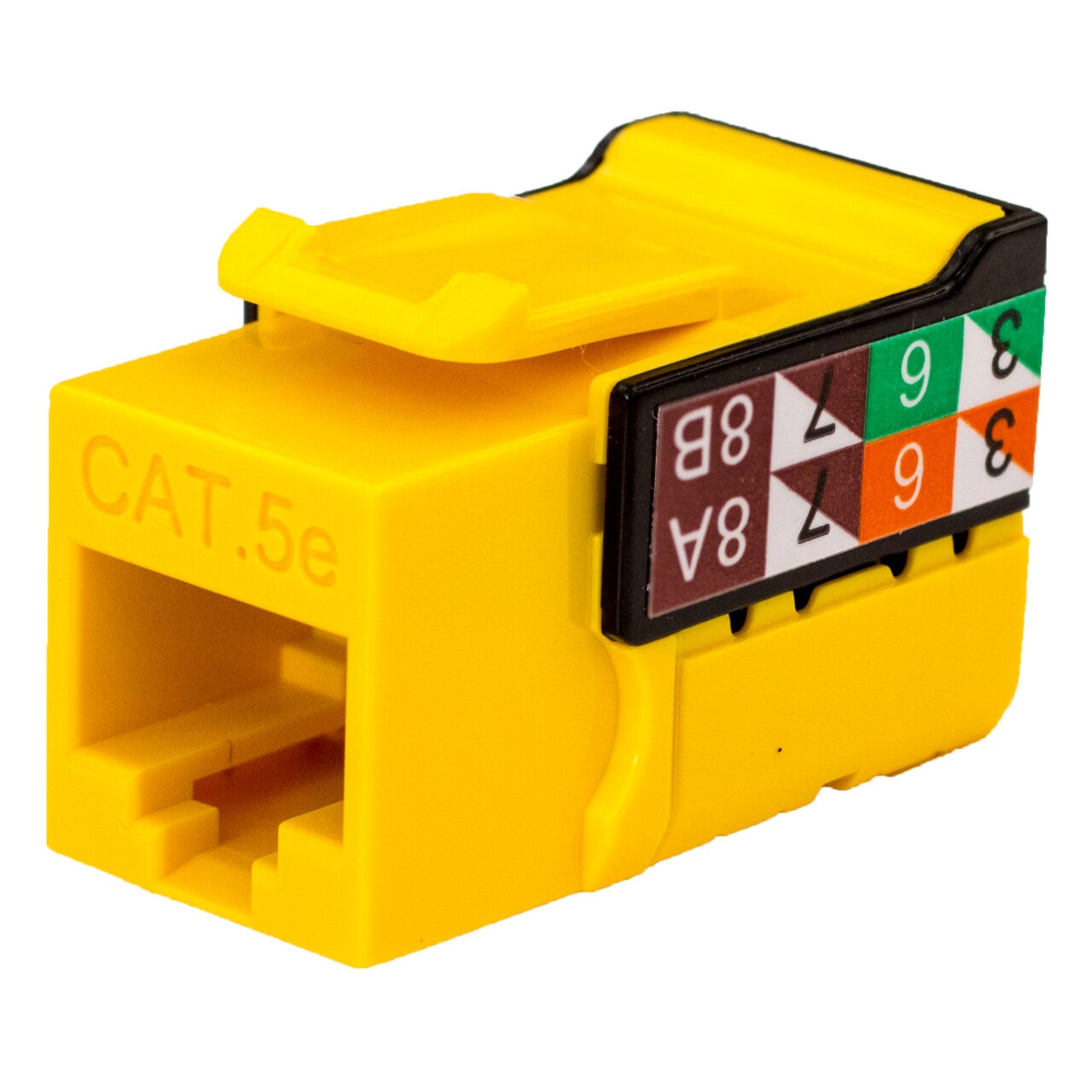 351-V2622/YL Vertical Cable CAT5E Data Grade Keystone Jack 90Â° 8x8 Conductors - Yellow