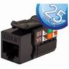 352-V2702/BK/25 Vertical Cable CAT6 Data Grade Keystone Jack 90° 8x8 Conductors - 25 Pack - Black
