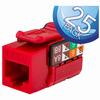 352-V2709/RD/25 Vertical Cable CAT6 Data Grade Keystone Jack 90° 8x8 Conductors - 25 Pack - Red