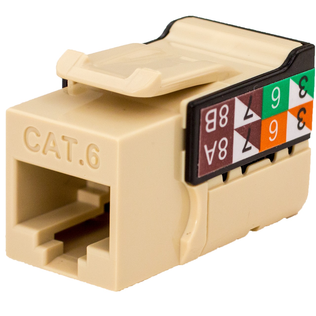 352-V2717/IV Vertical Cable CAT6 Data Grade Keystone Jack 90° 8x8 Conductors - Ivory
