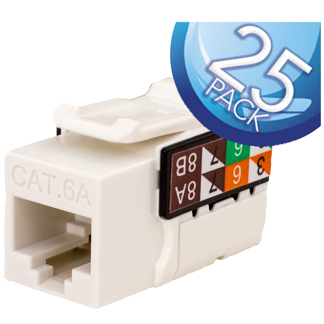 353-V2810/WH/25 Vertical cable 353 Series CAT6A V-Max Keystone Jacks - 25 Pack - White
