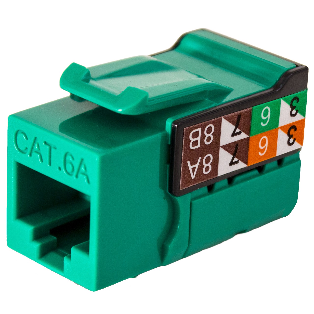 353-V2815/C6AGR Vertical Cable CAT6A Data Grade Keystone U-Jack 90Â° 8x8 Conductors - Green