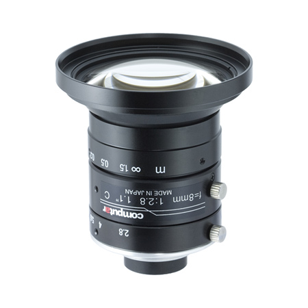 V0828-MPY Computar 1.1" C-Mount 8mm F/2.8 12 Mega-Pixel Ultra Low Distortion Manual Iris Lens