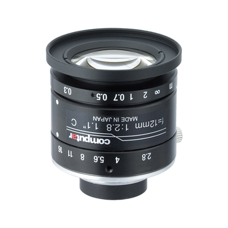 V1228-MPY Computar 1.1" C-Mount 12mm F/2.8 12 Mega-Pixel Ultra Low Distortion Manual Iris Lens