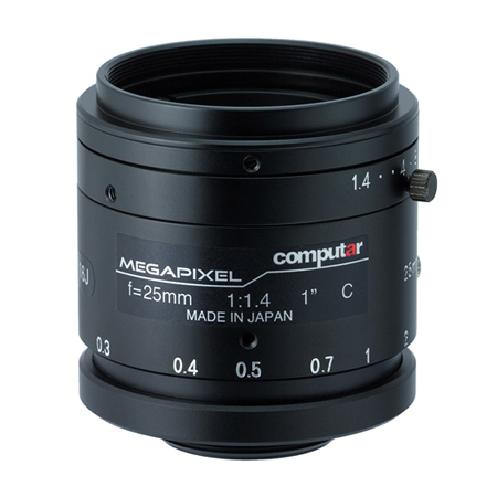 V2514-MP Computar 1" C-Mount 25mm F/1.4 2 Mega-Pixel Ultra Low Distortion Manual Iris Lens
