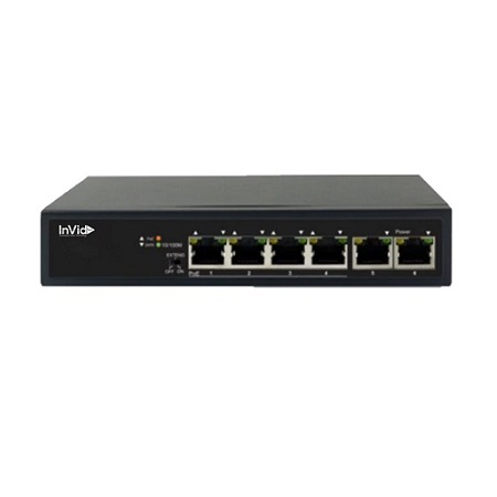 VIS-LRPOE4-2 InVid Tech 4-Port PoE Switch with 2 Uplink Ports