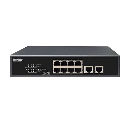 VIS-LRPOE8-2A InVid Tech 8-Port PoE Switch with 2 Uplink Ports