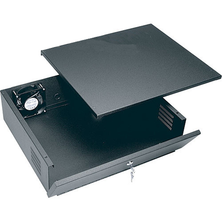 VLBX-5.5 Middle Atlantic Time Lapse VTR Lock Box, 5.5 Inch High with Fan and Filter, Black Finish