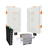 Show product details for WES3HTG-KT-P8 KBC Networks Wireless Point-to-Point Kit with 2 x WES3HTG-AX-CA 1 x ESUG8P-D 1 x DRP240-48 and Mounting Hardware