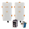 Show product details for WES4HTG-KT-P5 KBC Networks 5GHz Wireless High Throughput Gigabit Ethernet System Kit Up to 650Mbps Bi-directionally with 2 x WES4HTG-AX-CA Modules Integrated 17dBi Antennas, 1 x ESUGS8-B Unmanaged PoE Switch and 1 x NDR-240-48 DIN Rail Power Supply - US Power Plug