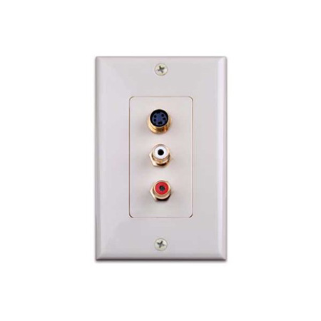 Vanco Dual RCA Jacks and S-Video Jack Decor Wall Plate