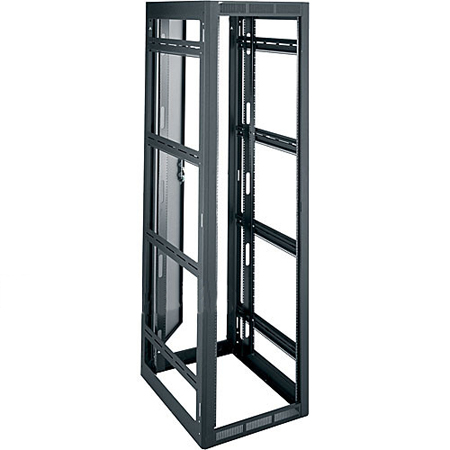 WRK-37-27 Middle Atlantic 37 Space (64 3/4 Inch), 27 Inch Deep Gangable Rack with Rear Door, Black Finish