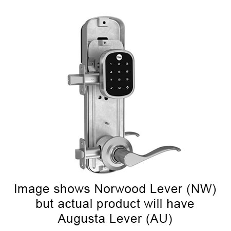 YRC256-NR-AU-5-619 Yale Touchscreen Interconnected Standalone Lockset with Augusta Lever and 5 1/2" Center to Center Borehole - Satin Nickel