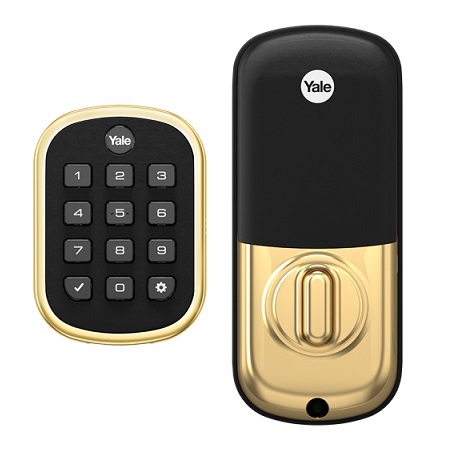 YRD136-ZW2-605 Yale Pro Pushbutton Deadbolt Z-Wave Key Free - Bright Brass-PVD