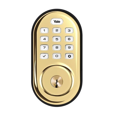 [DISCONTINUED] YRD216-HA2-605 Yale Push Button Zigbee Deadbolt - Bright Brass