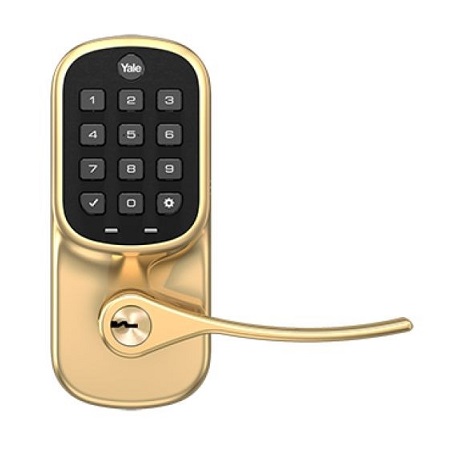 YRL216-NR-605 Yale Pushbutton No Radio-Lever - Bright Brass-PVD