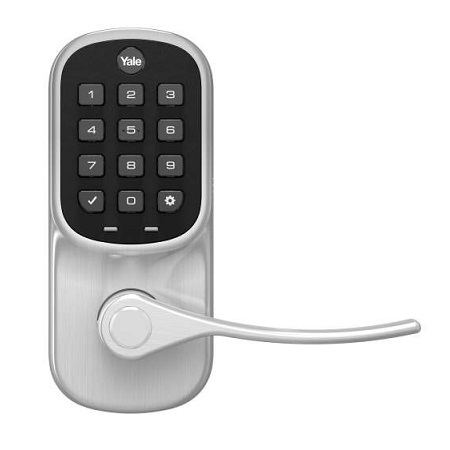 YRL216-ZW2-619 Yale Pushbutton Z-Wave Lever - Satin Nickel